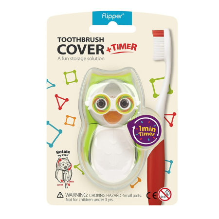 Держатель Flipper OWL EARTHY для зубной щетки со встроенными песочными часами Зеленый