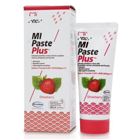 GC MI Paste Plus - крем c фтором, для реминерализации и снижения чувствительности - Клубника, 40 г