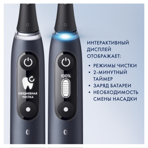 Электрическая зубная щетка ORAL-B iO Series 6N Black Lava, 1+4 насадки Ultimate Clean (iOM6.1B6.2DK - type 3795)