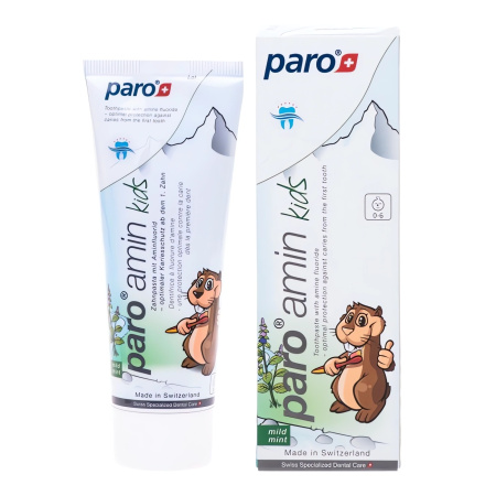 Детская зубная паста Paro amin kids с пантенолом от 0 до 6 лет, 75 мл