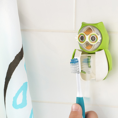 Держатель Flipper OWL EARTHY для зубной щетки со встроенными песочными часами Зеленый