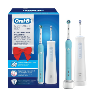 Набор Oral-B SmartSmile 1 510: Ирригатор Aquacare 4 + Электрическая щетка Pro 1 500 (D16.1/MD20.016)