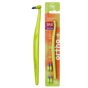 Зубная щетка SPLAT Smilex ortho монопучковая (держатель+ 4 насадки) САЛАТОВАЯ