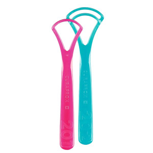 CURAPROX Набор скребков для языка, 2 шт. (CTC203) РОЗОВЫЙ/БИРЮЗОВЫЙ