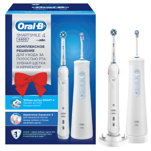 Набор Oral-B SmartSmile 4 4400: Ирригатор Aquacare 4 + Электрическая щетка Smart 4 (D601/MD20.016)