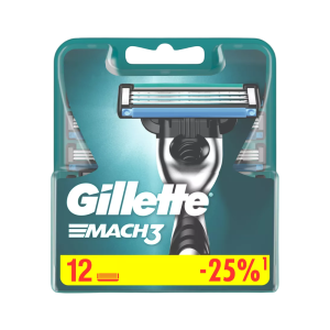 Сменные Кассеты Gillette Mach3 Для Мужской Бритвы с 3 лезвиями, 12 шт