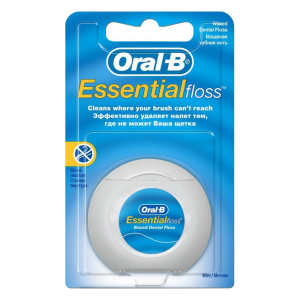 Нить межзубная вощеная Oral-B Essential, мятная, 50 м