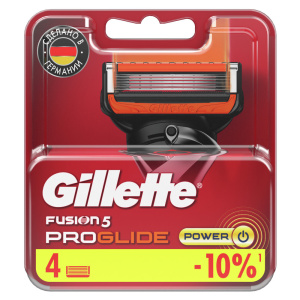 Сменные Кассеты Gillette Fusion5 ProGlide Power Для Мужской Бритвы с 5 лезвиями, 4 шт