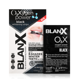 Отбеливающие полоски BlanX O3X Black с углем (10 шт)