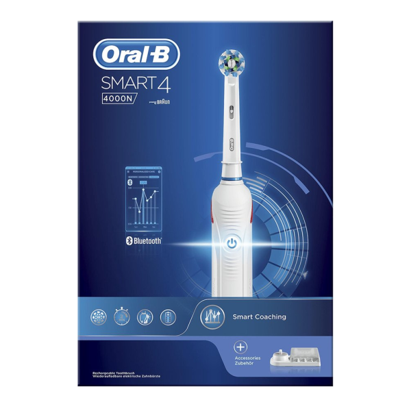 Электрическая зубная щетка Oral-B Smart 4 4000N БЕЛАЯ с подставкой для насадок