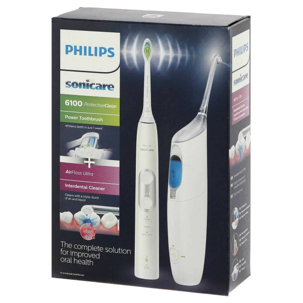 HX8424/47 НАБОР Philips Sonicare - звуковая щетка Sonicare ProtectiveClean, бело-серая + ирригатор AirFloss Ultra, белый