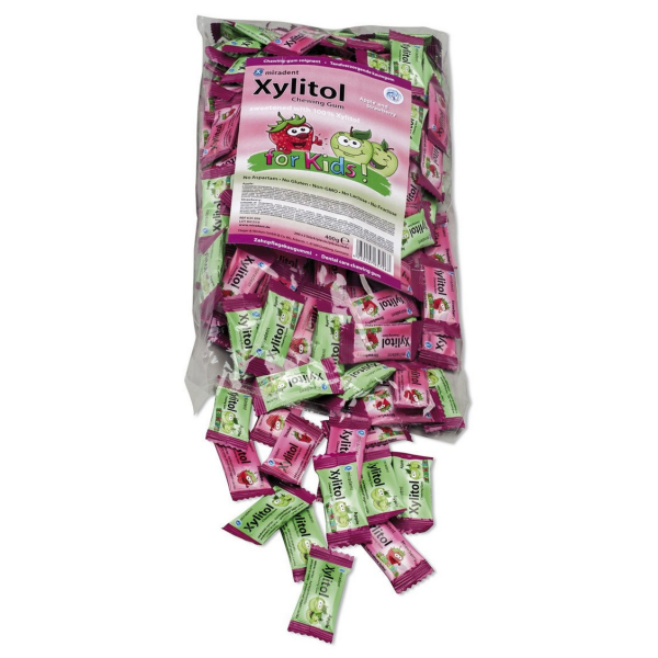 Жевательная резинка Miradent Xylitol - Земляника и Яблоко (200 шт х 2 шт)