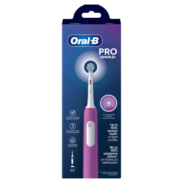 Детская электрическая зубная щетка Oral-B Pro Junior (6+) Lila Фиолетовая