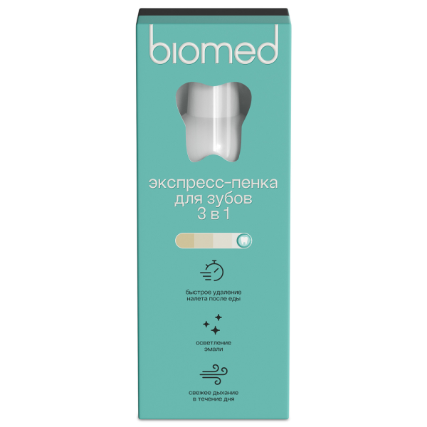 Пенка BIOMED HEALTHYWHITE осветление эмали и удаление налета, мятная, 50 мл