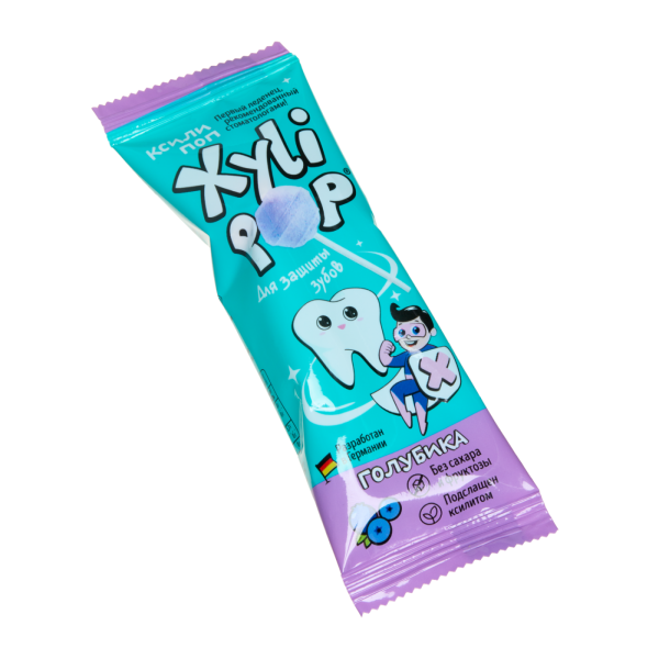 НАБОР Леденцов Miradent XyliPOP на палочке из ксилита ГОЛУБИКА, 25 шт