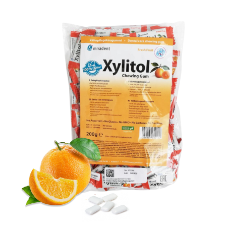 Жевательная резинка Miradent Xylitol Свежие фрукты, без диоксида титана -  100 шт.*2