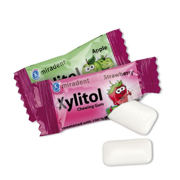 Жевательная резинка Miradent Xylitol - Земляника и Яблоко (200 шт х 2 шт)