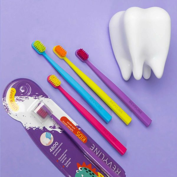 Детская зубная щетка Revyline US 4800, от 3 до 12 лет ГОЛУБАЯ