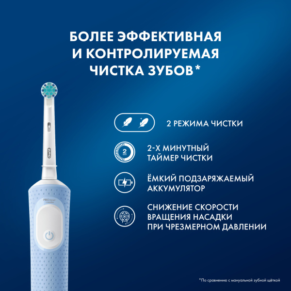 Электрическая зубная щетка Oral-B Vitality Pro Kids Хамелеон, голубая