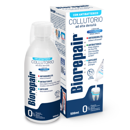 Ополаскиватель Biorepair антибактериальный, 500 мл (бело-синий)