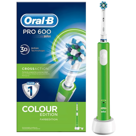Электрическая зубная щетка ORAL-B PRO Cross Action 600 (1 насадка, D16.513) САЛАТОВАЯ РУЧКА