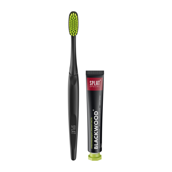 Набор SPLAT Special BLACKWOOD / ЧЕРНОЕ ДЕРЕВО зубная паста 25 г + зубная щетка складная, средняя