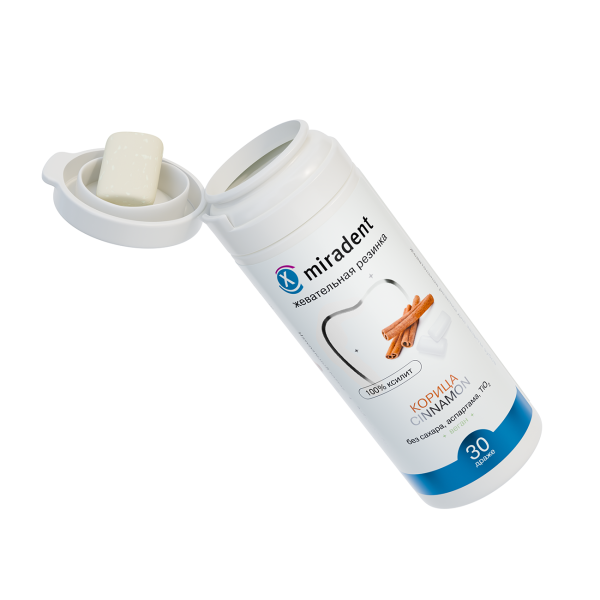 Жевательная резинка Miradent Xylitol со вкусом корицы (30 шт), 30 г