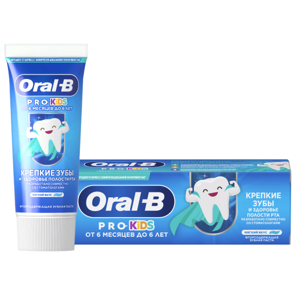 Зубная паста ORAL-B Pro Kids Крепкие зубы и здоровье полости рта (6 мес - 6 лет), 50 мл