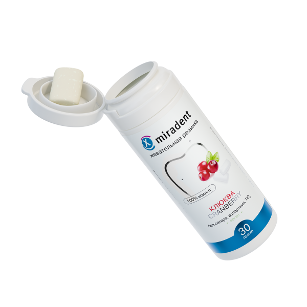 Жевательная резинка Miradent Xylitol со вкусом клюквы (30 шт), 30 г