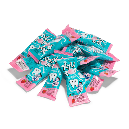 НАБОР Леденец Miradent XyliPOP на палочке из ксилита КЛУБНИКА, 25 шт