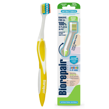 Зубная щетка Biorepair Junior Medium-Soft, мягкая (6-12 лет) ЖЕЛТАЯ