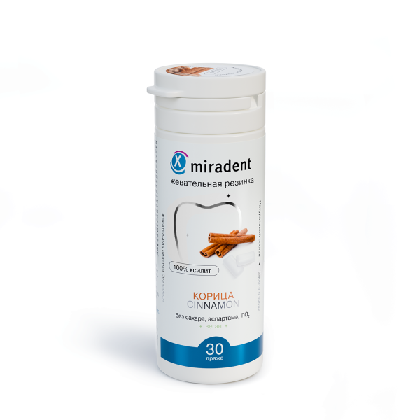 Жевательная резинка Miradent Xylitol со вкусом корицы (30 шт), 30 г