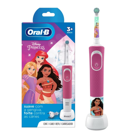 Электрическая зубная щетка Oral-B Vitality Kids Принцессы (D100.416.2K) (3+), БЕЛО-РОЗОВАЯ