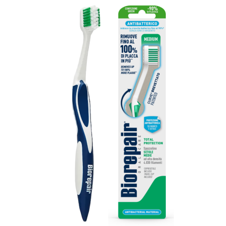 Зубная щетка Biorepair Total Protection cредней жесткости СИНЯЯ