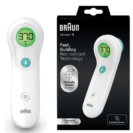 Бесконтактный сенсорный термометр Braun BNT300EE, белый/зеленый