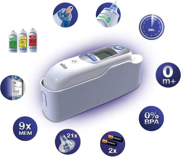 Ушной термометр с подогревом наконечника Braun ThermoScan7 IRT6520, белый