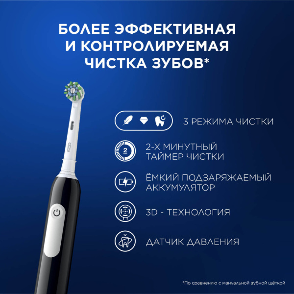 Электрическая зубная щетка ORAL-B PRO 1 CrossAction (D305.513.3) ЧЕРНАЯ