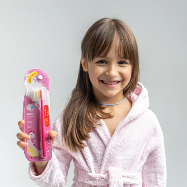 Детская зубная щетка Revyline US 4800, от 3 до 12 лет РОЗОВАЯ