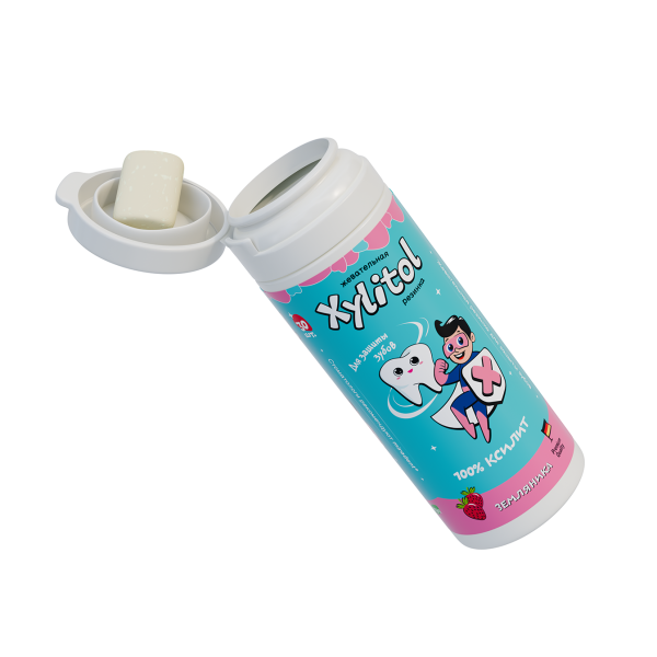 Жевательная резинка Miradent Xylitol for kids Земляника (30 шт), 30 г