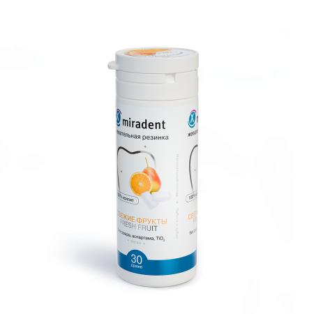 Жевательная резинка Miradent Xylitol с фруктовым вкусом (30 шт), 30 г
